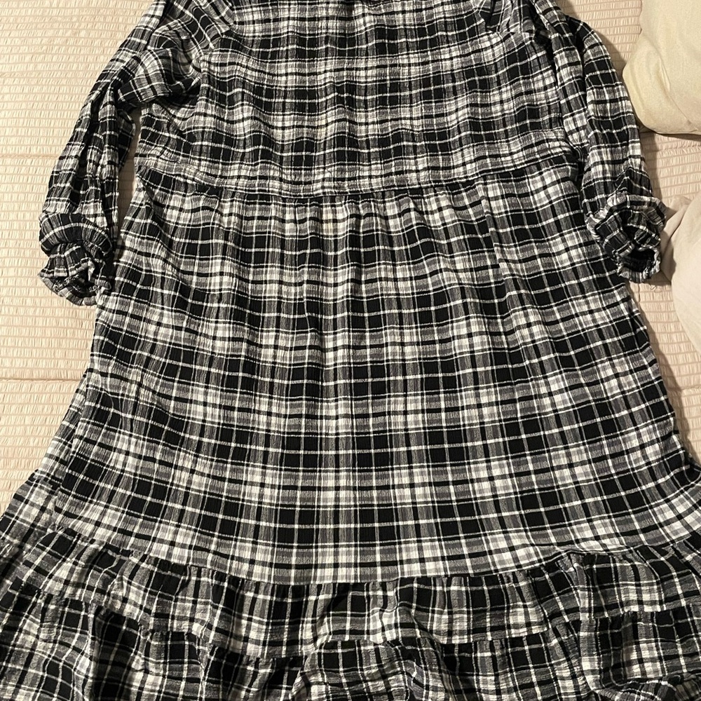 Time and Tru Black and White plaid dress 4x prairie cottage core